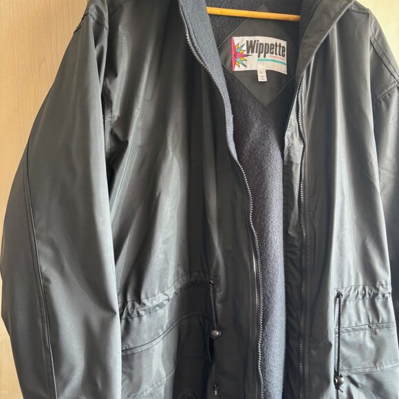 Vintage Wippette Rainthings Black Vinyl Lined Hooded Raincoat Size Large L Mens - Picture 7 of 8